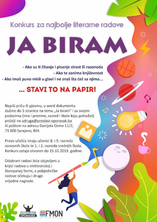 Ja biram - Proslavi Oporavak: Natječaj za najbolje literarne radove