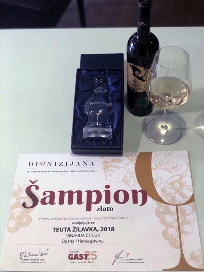 Teuta Žilavka – Šampion bijelih vina na sajmu Gast Split 2020. - Teuta Žilavka – Šampion bijelih vina na sajmu Gast Split 2020.