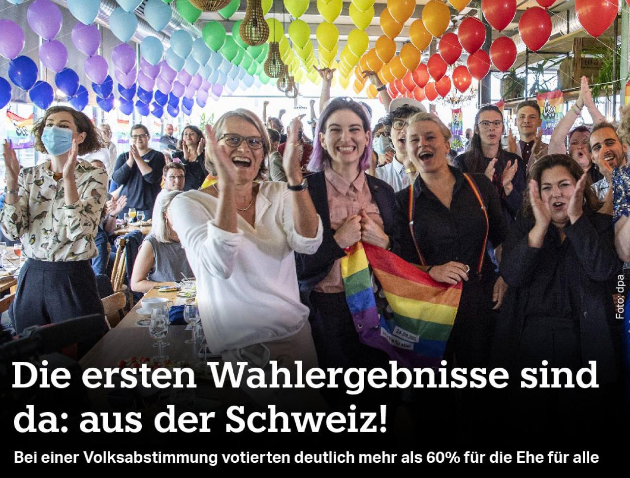 Pobjeda gej brakova na referendumu u Švicarskoj - Pobjeda gej brakova na referendumu u Švicarskoj