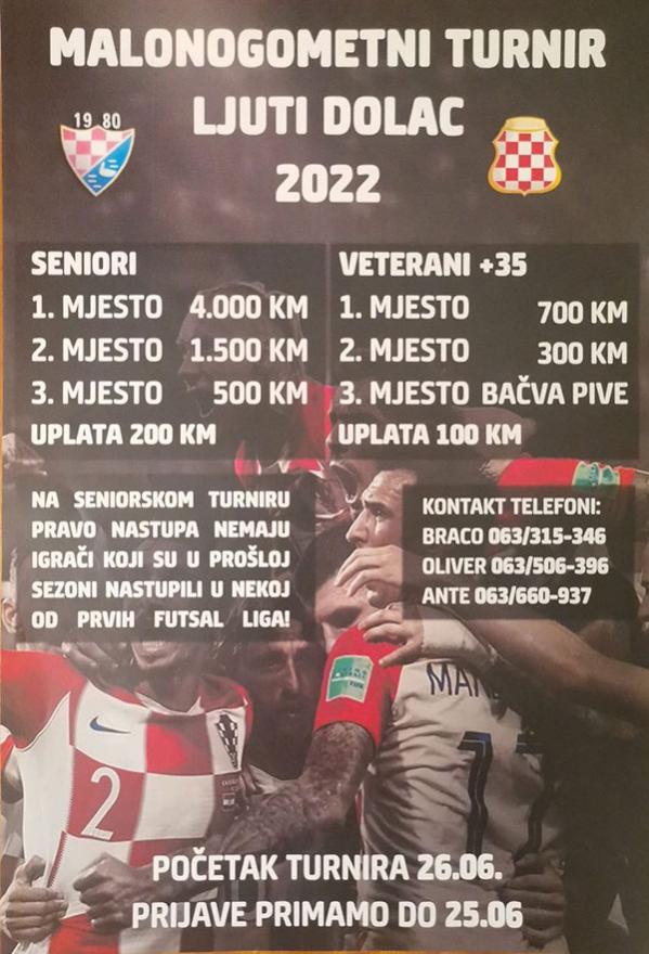 Plakat turnira - Prijavite se na Malonogometni turnir Ljuti Dolac 2022.