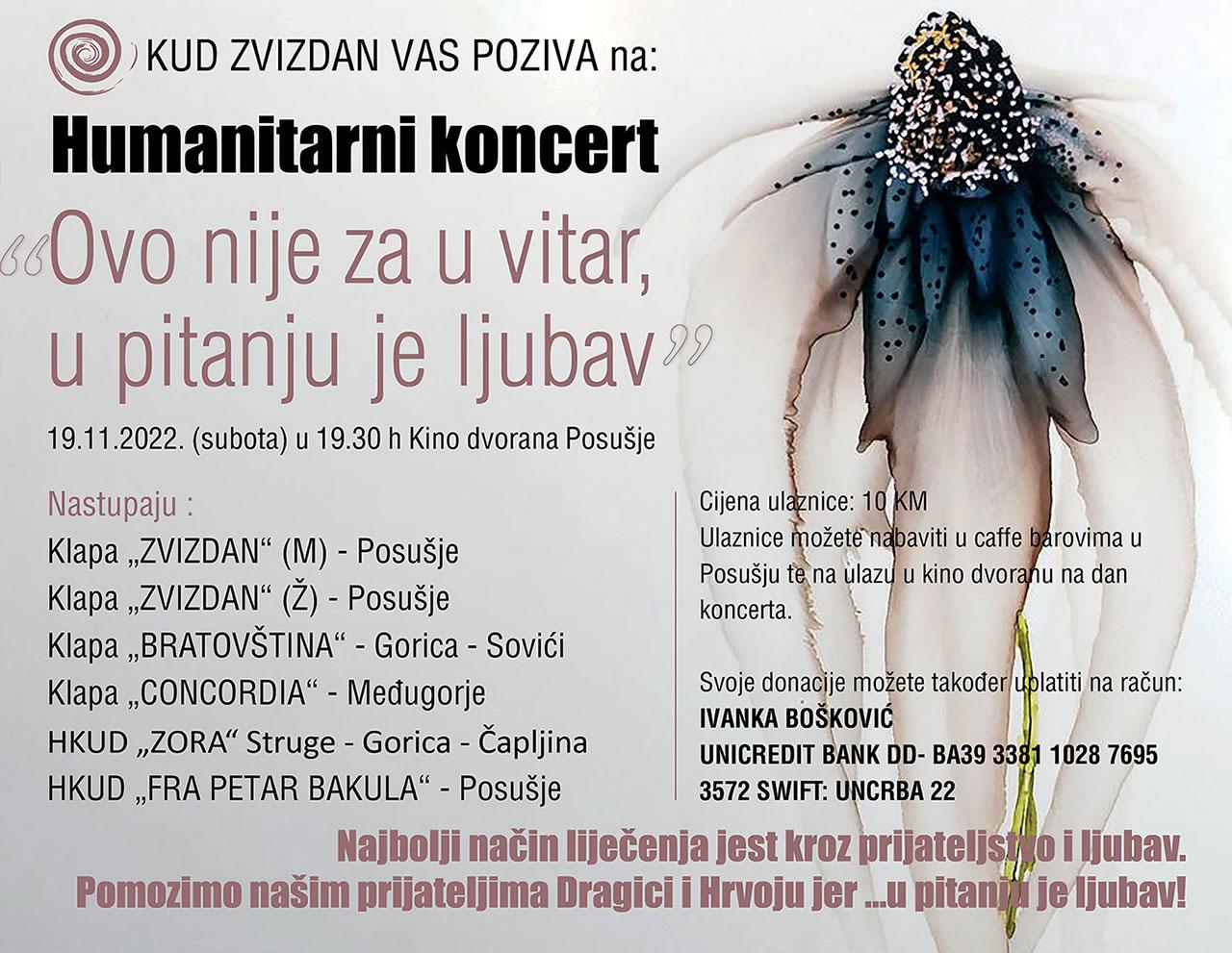 Ovo nije za u vitar, u pitanju je ljubav - Humanitarna akcija i koncert za Dragicu Bošković: Ovo nije za u vitar, u pitanju je ljubav