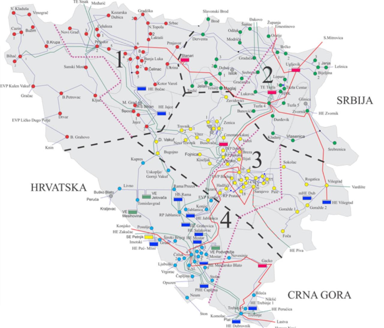 Karta elektroenergetskog sustava BiH - Riječ stručnjaka: Zašto je nestalo struje u Bosni i Hercegovini?