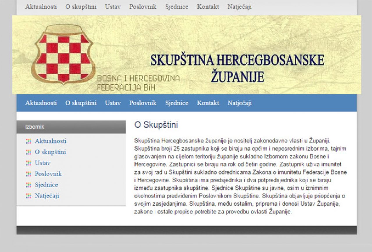 Konstituiran novi saziv Skupštine Hercegbosanske županije