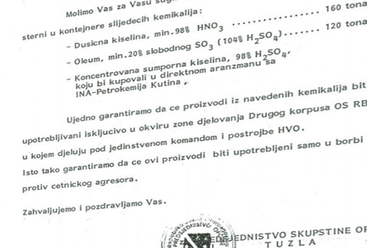 Dokumenti: Armija BiH kemikalije za bojne otrove nabavila iz Hrvatske