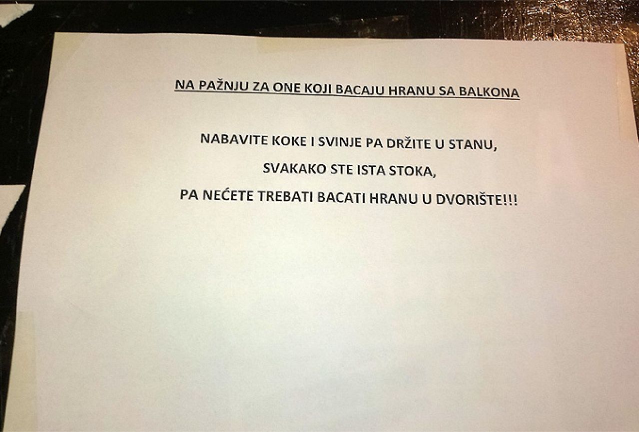 Ogorčeni Mostarci zbog bacanja hrane s balkona: Nabavite koke i svinje, pa držite u stanu
