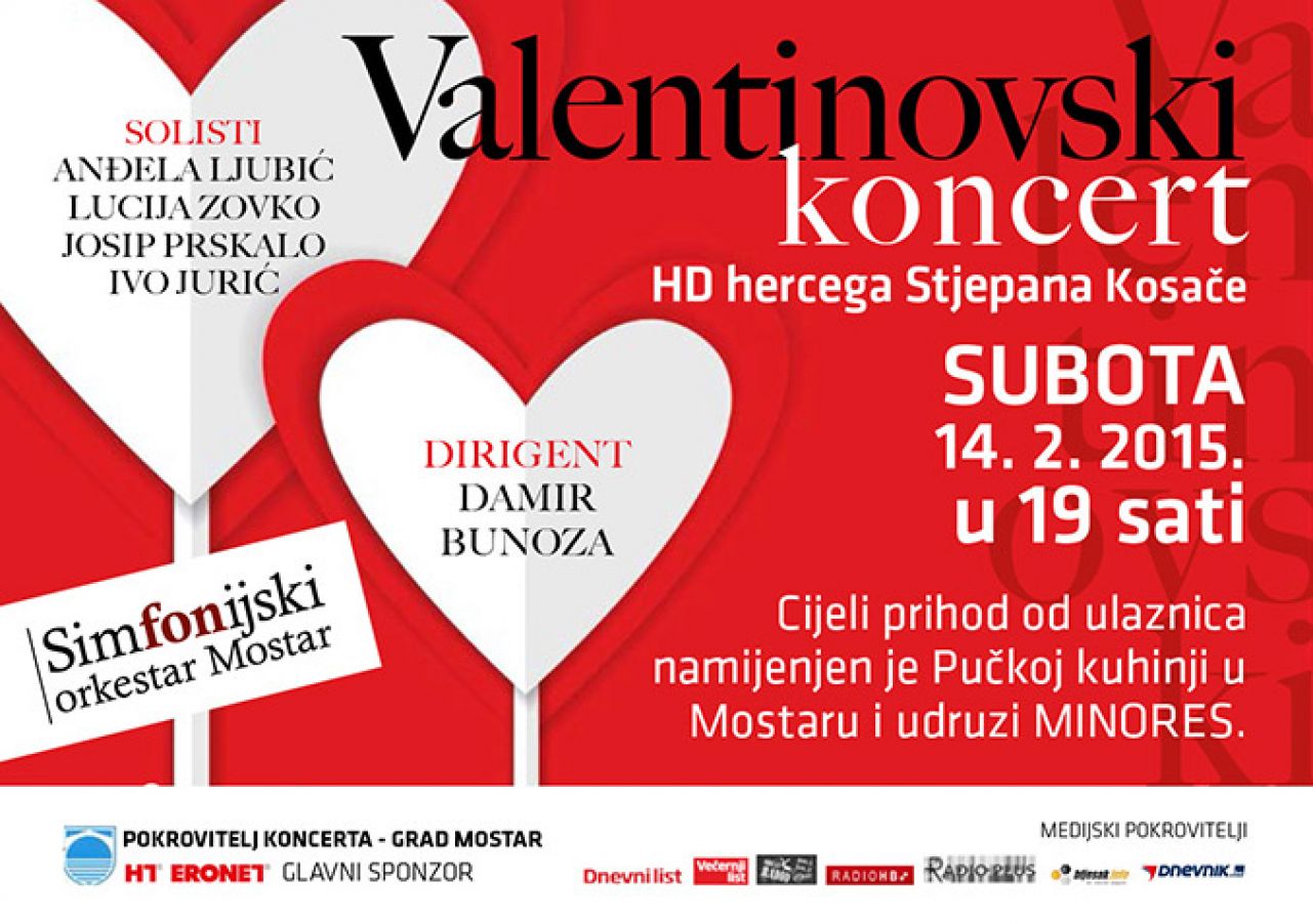 Za sve zaljubljene u subotu, 14. 2. u Kosači Valentinovski koncert