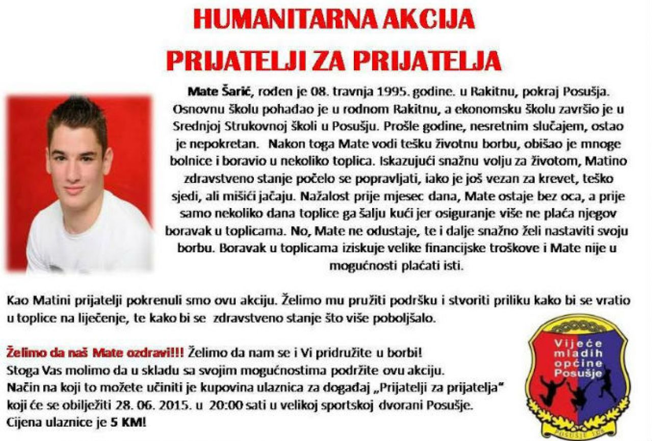 'Prijatelji za prijatelja': Humanitarna akcija za Matu Šarića