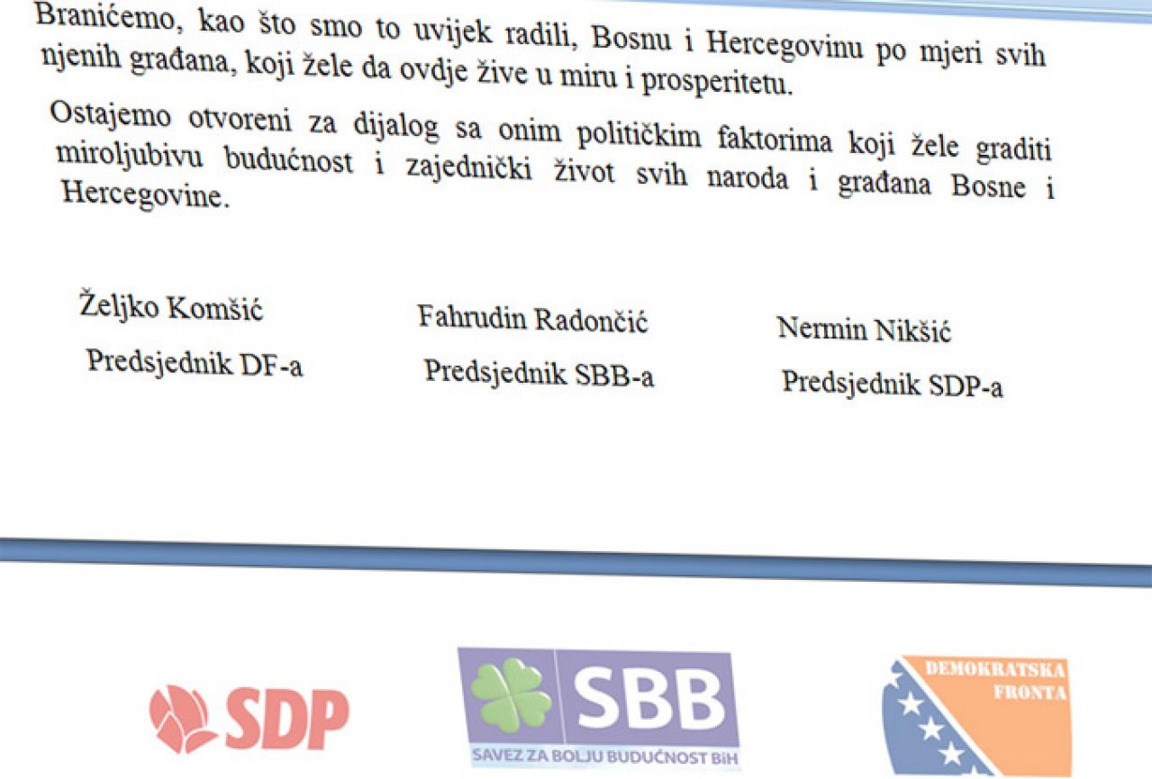 Ujedinili se Nikšić, Komšić i Radončić protiv referenduma