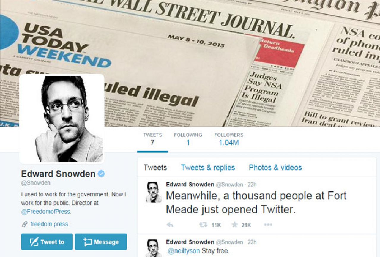 Snowden od sada i na Twitteru; već ga prati milijun ljudi