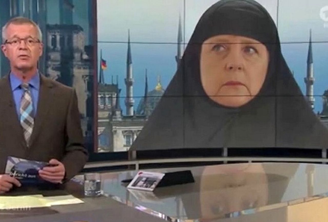 Skandal u Njemačkoj: Angelu Merkel prikazali s hidžabom i minaretima