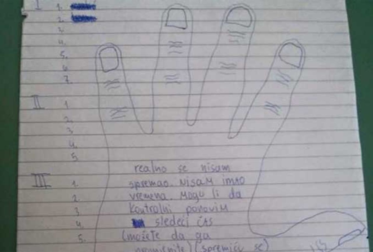 Molba sarajevskog učenika, originalan način za izbjeći kontrolni: 'Progledajte mi kroz prste'