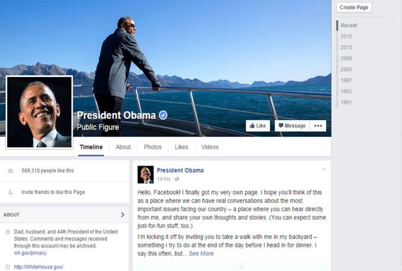 Obamin osobni profil na Facebooku: U prva tri sata oko 200.000 lajkova