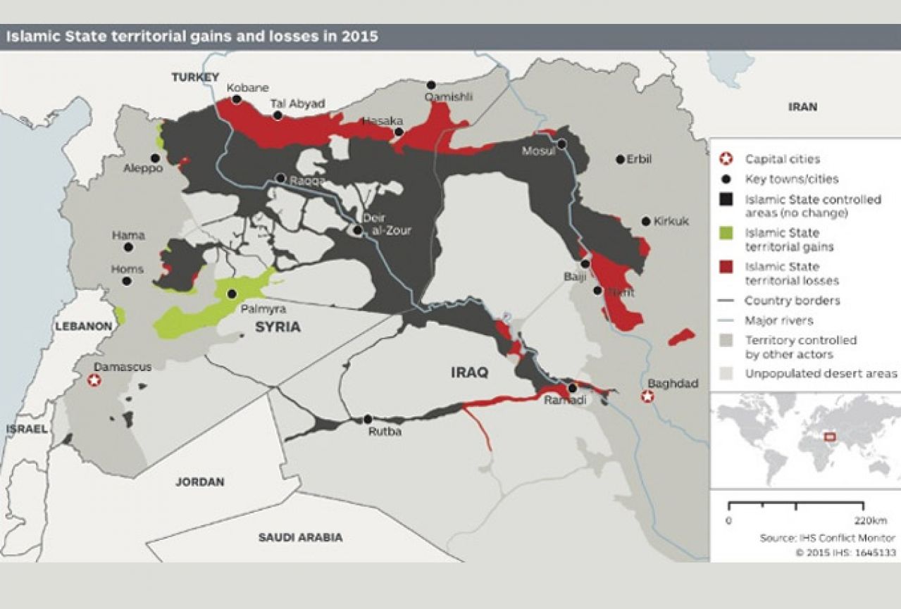 Islamska država 2015. izgubila 15 posto područja
