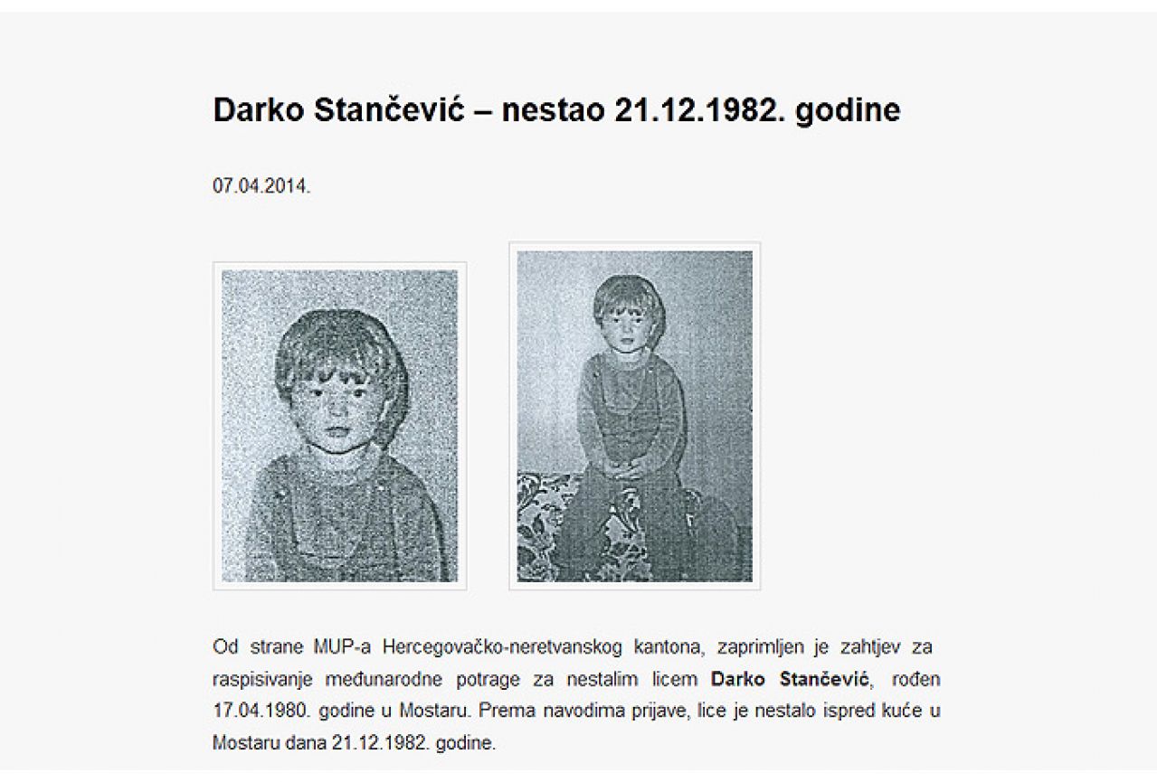 Najduže se traga za dječakom nestalim 1982. godine u Mostaru