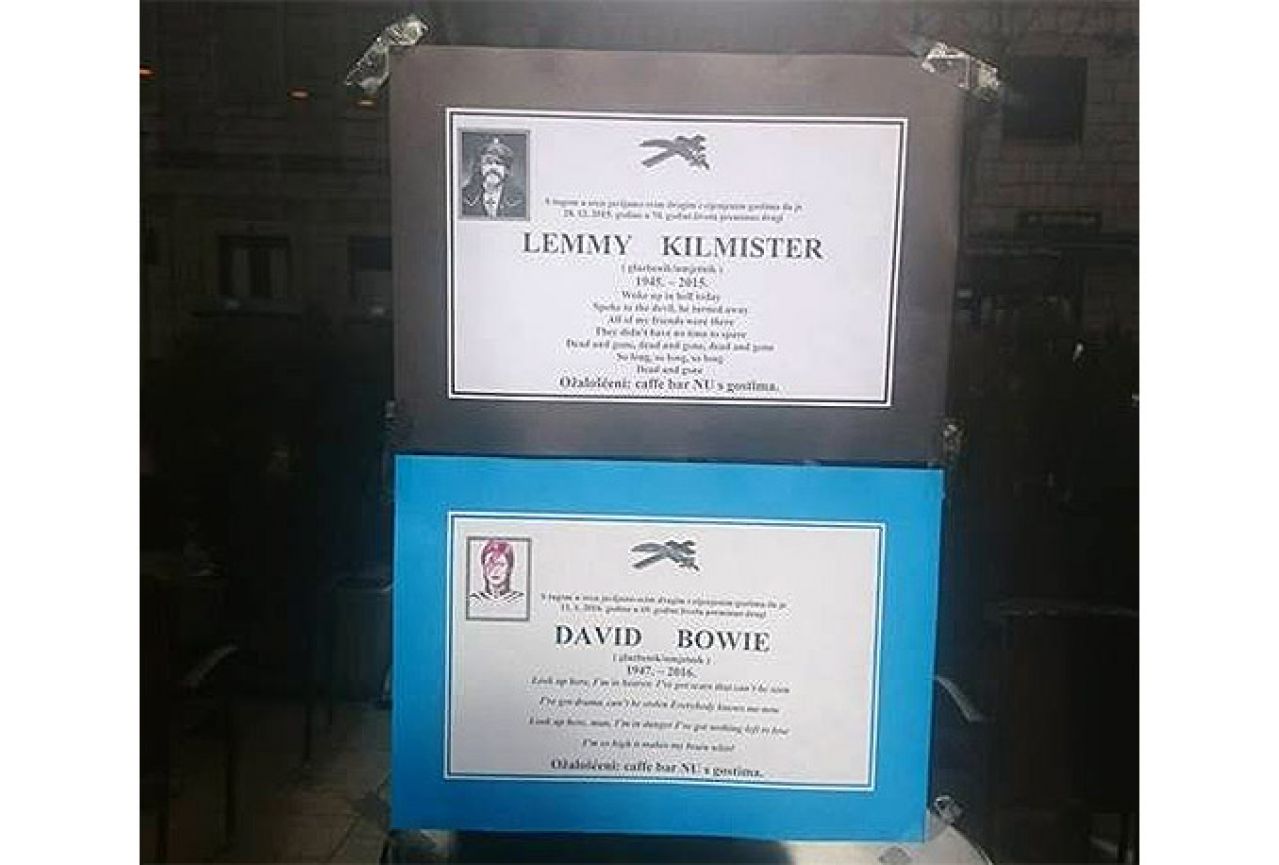 Imotski: Osmrtnice za Bowieja i Kilmistera na vratima kafića