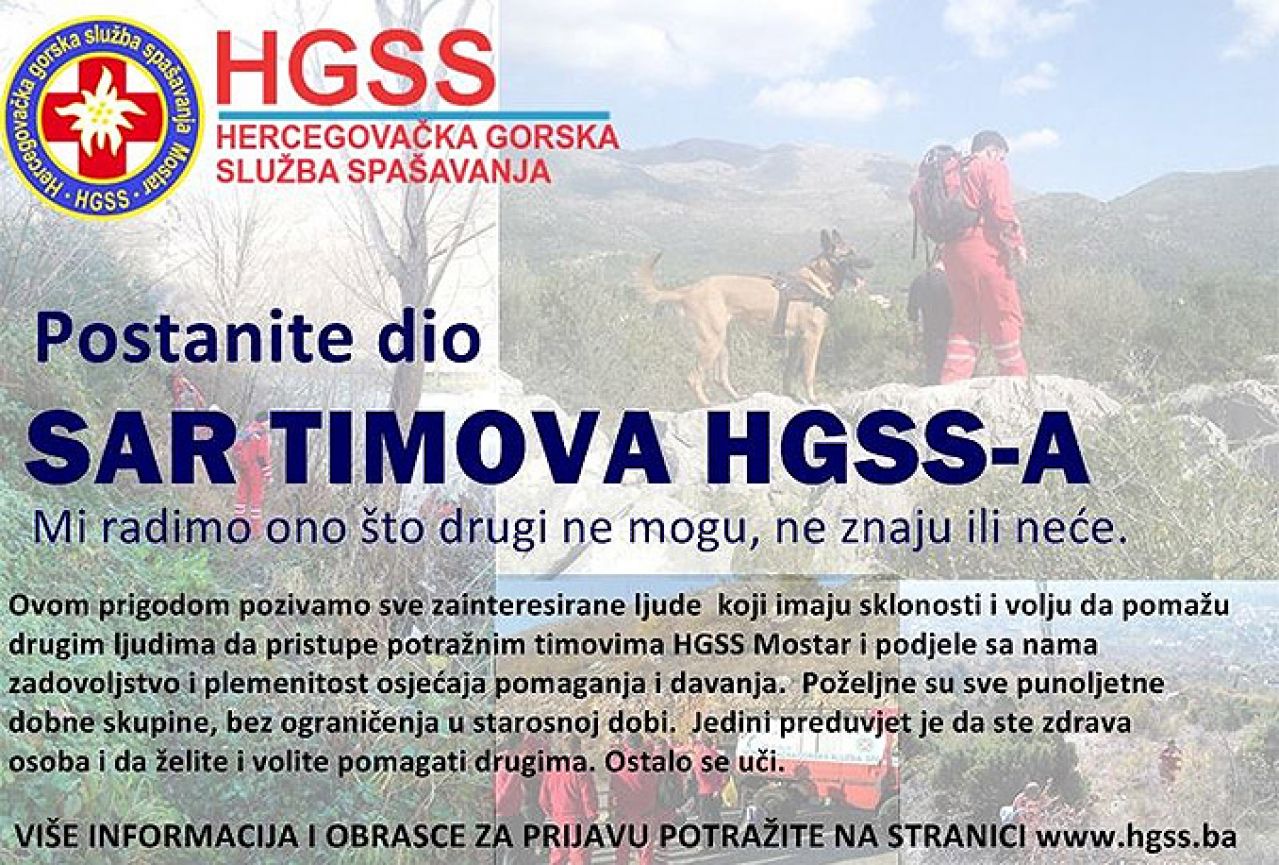 HGSS traži nove članove SAR tima