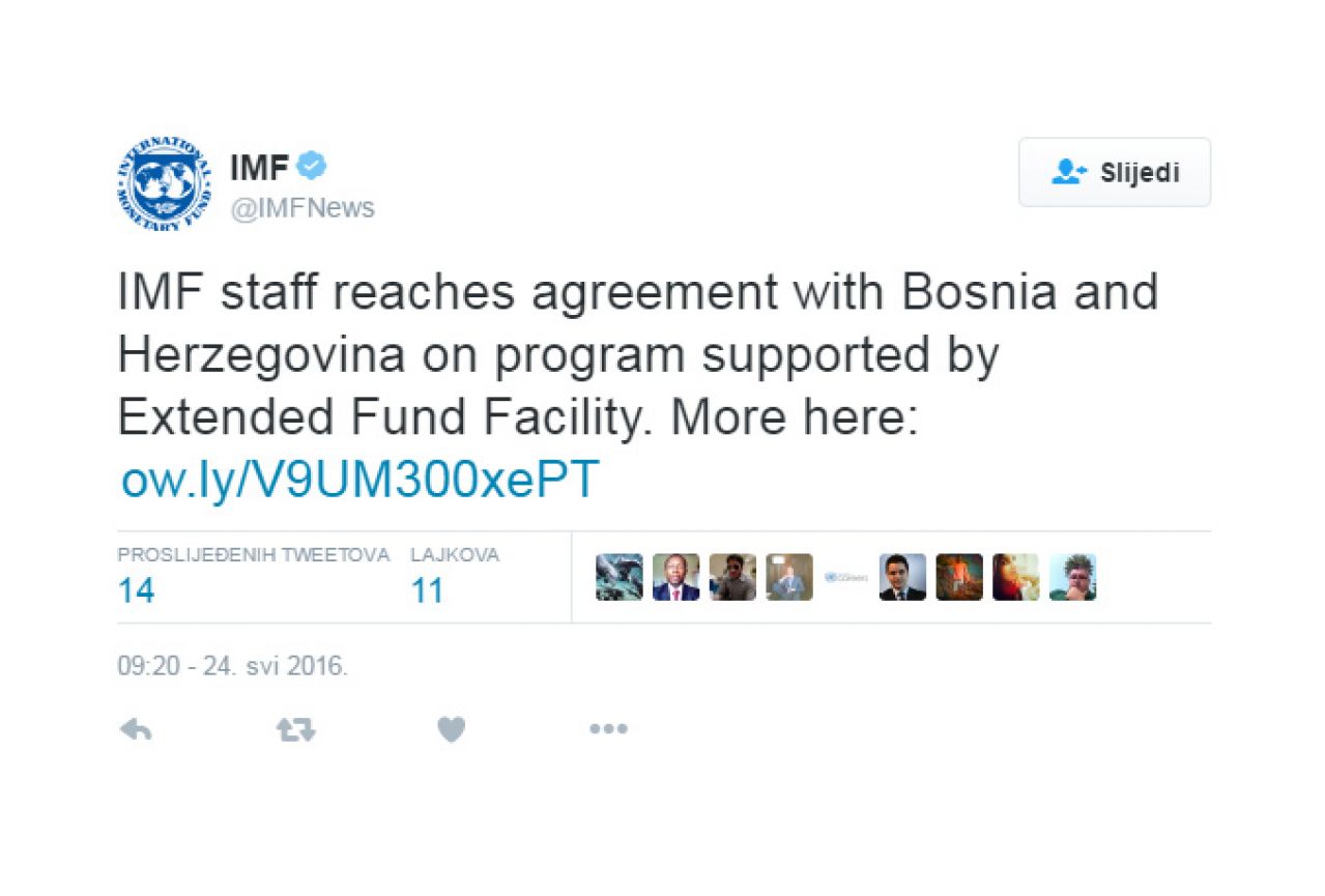 MMF odobrio BiH kredit od 550 milijuna