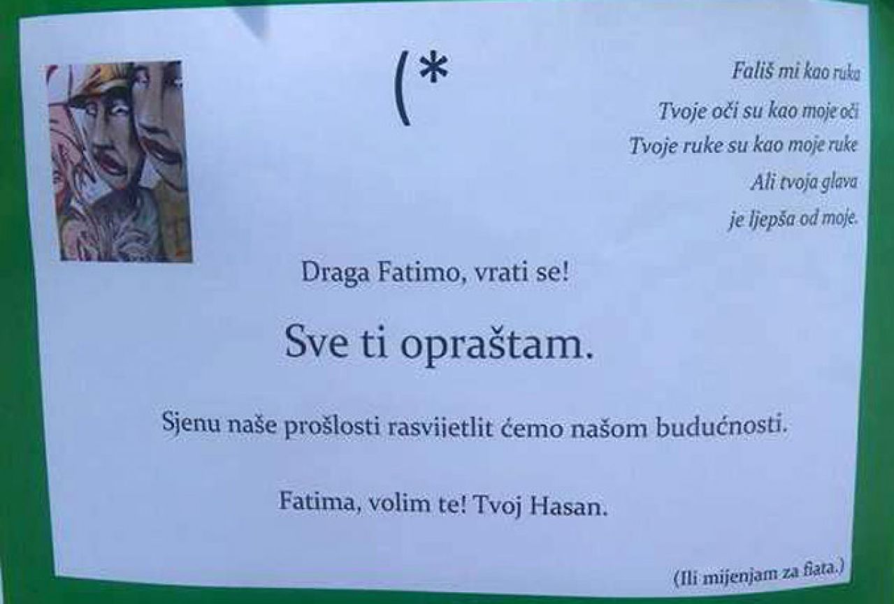 Mostar: Hasan moli Fatimu da se vrati ili je mijenja za Fiata