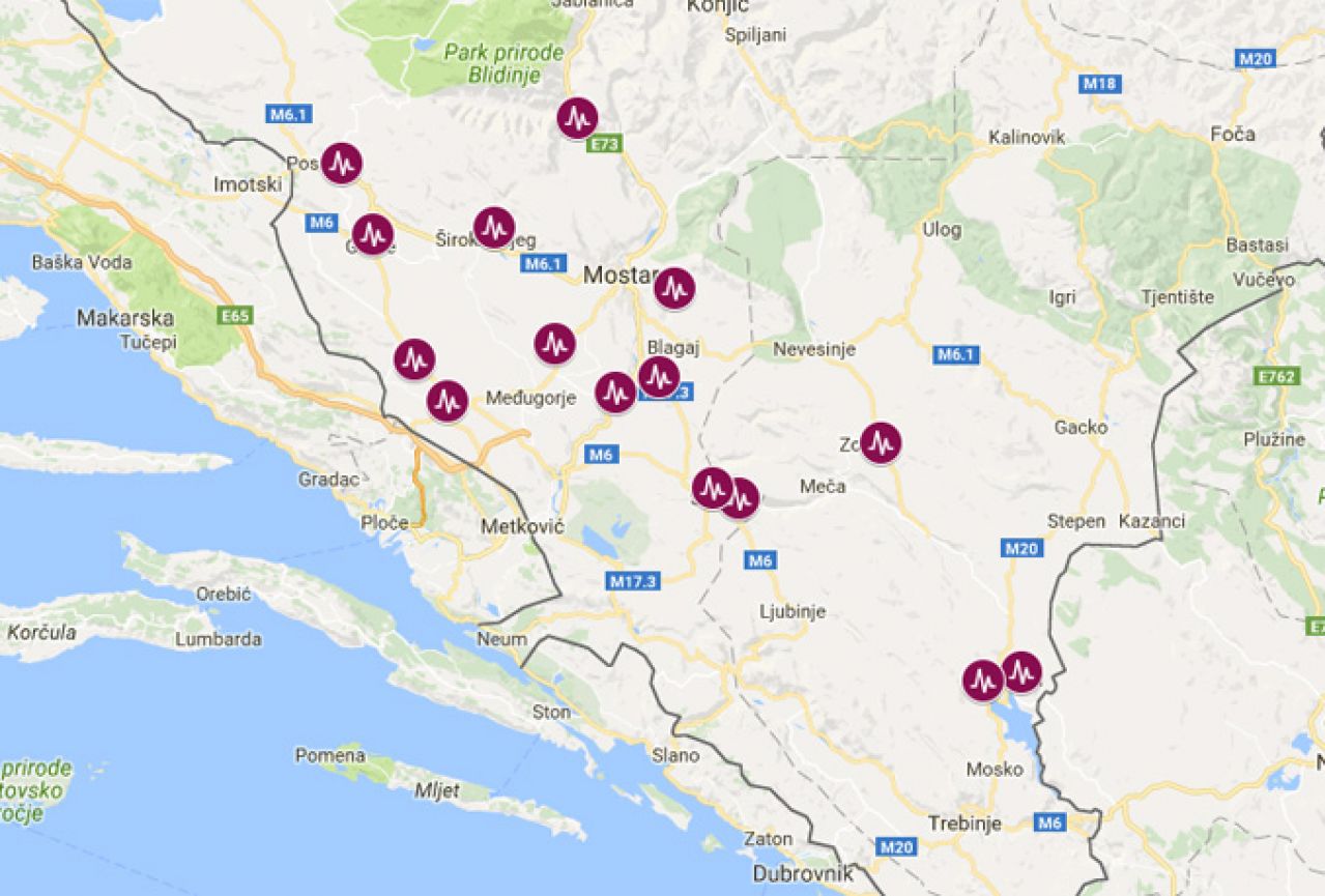 Karta potresa: Pogledajte gdje se u Hercegovini treslo od početka godine