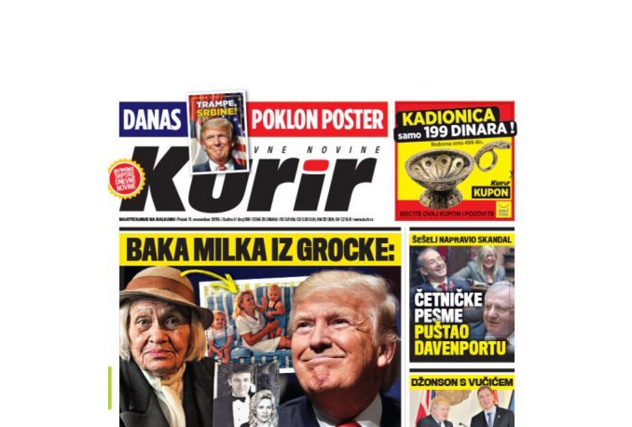 Srbija: Svakom čitatelju Kurira poklon poster Donalda Trumpa