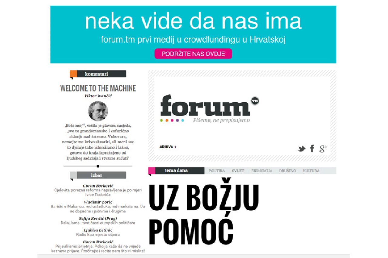 Forum.tm: Prva crowdfunding kampanja za financiranje medija u Hrvatskoj