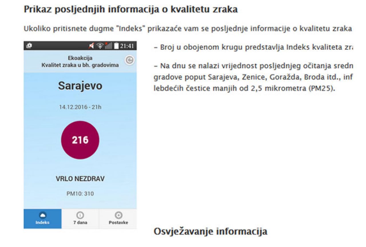Mobilna aplikacija u BiH: Koliko je zagađen vaš grad?