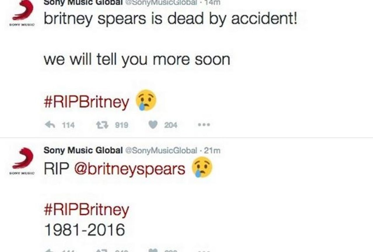 Nakratko umrla i Britney Spears