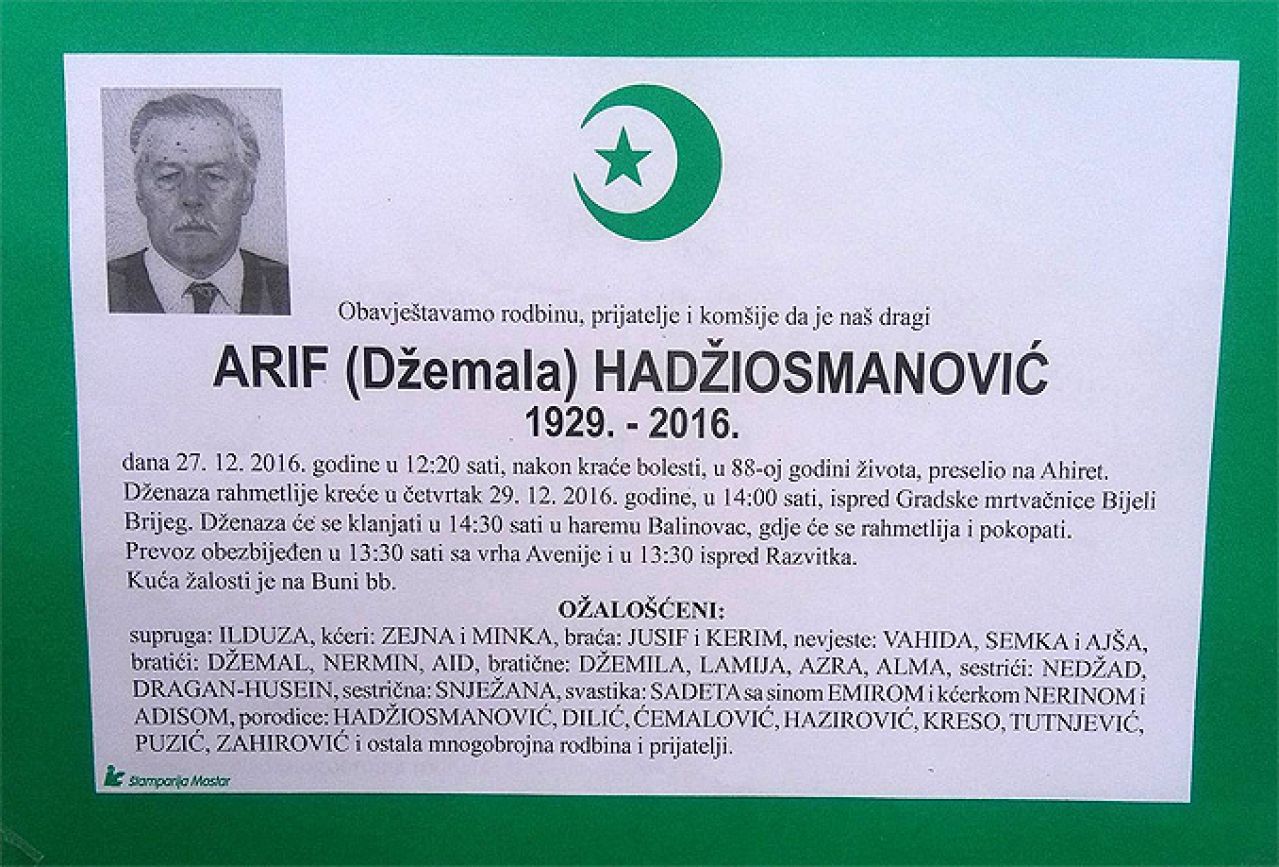 In memoriam - Arif Hadžiosmanović