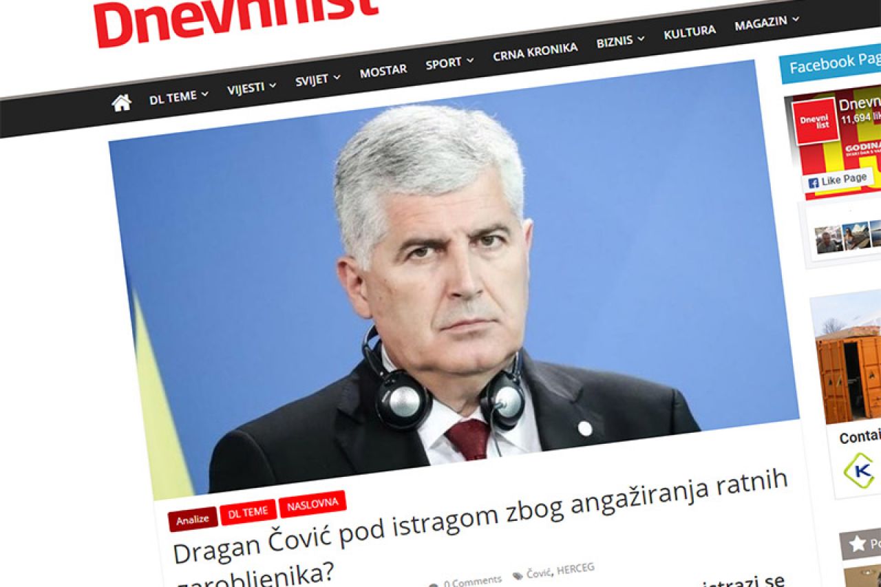 Dragan Čović pod istragom Tužiteljstva BiH zbog ratnih zarobljenika?