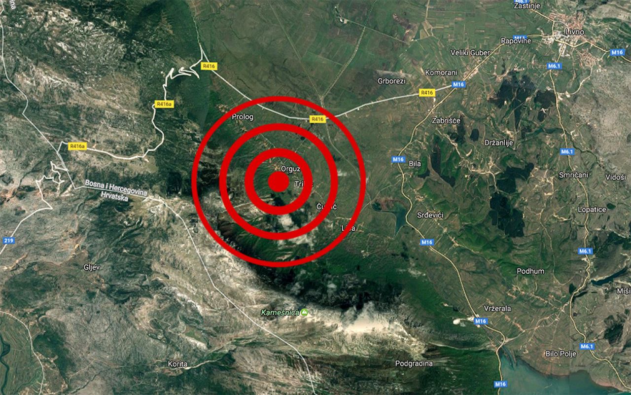 Potres jačine 3,5 stupnjeva po Richteru uzdrmao Hercegovinu i Dalmaciju
