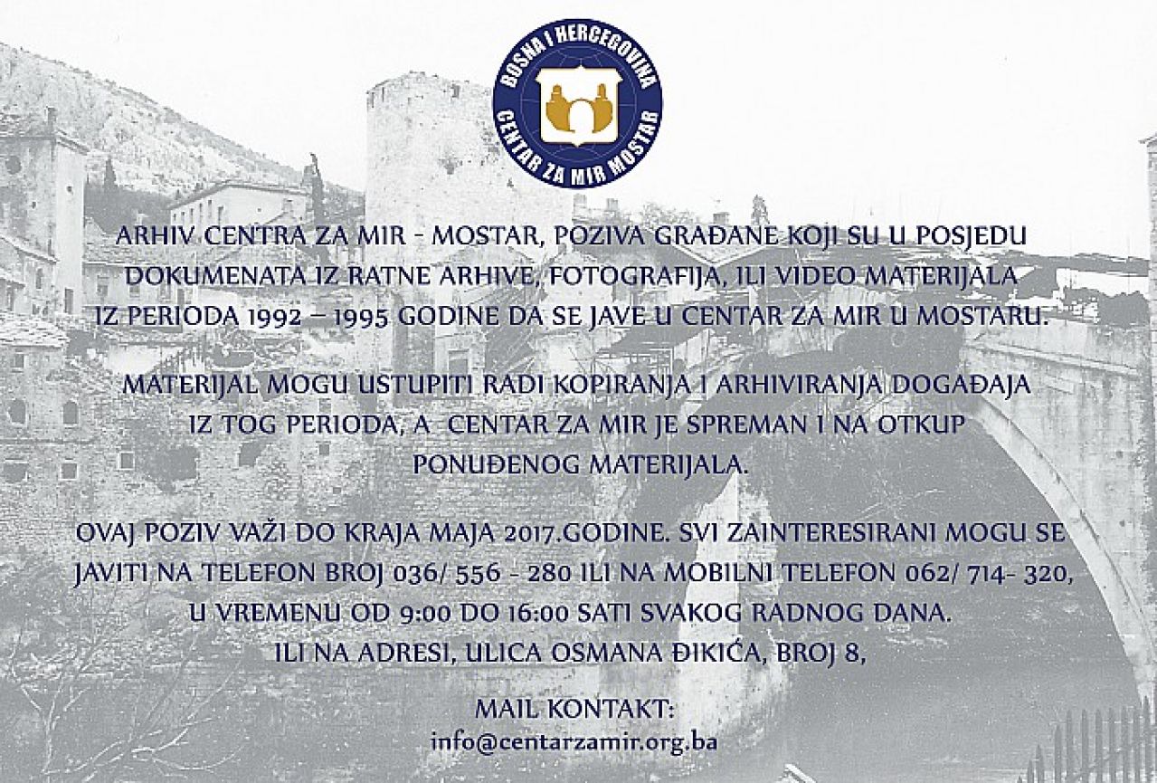 Mostar: Centar za mir skuplja dokumente iz ratne arhive 