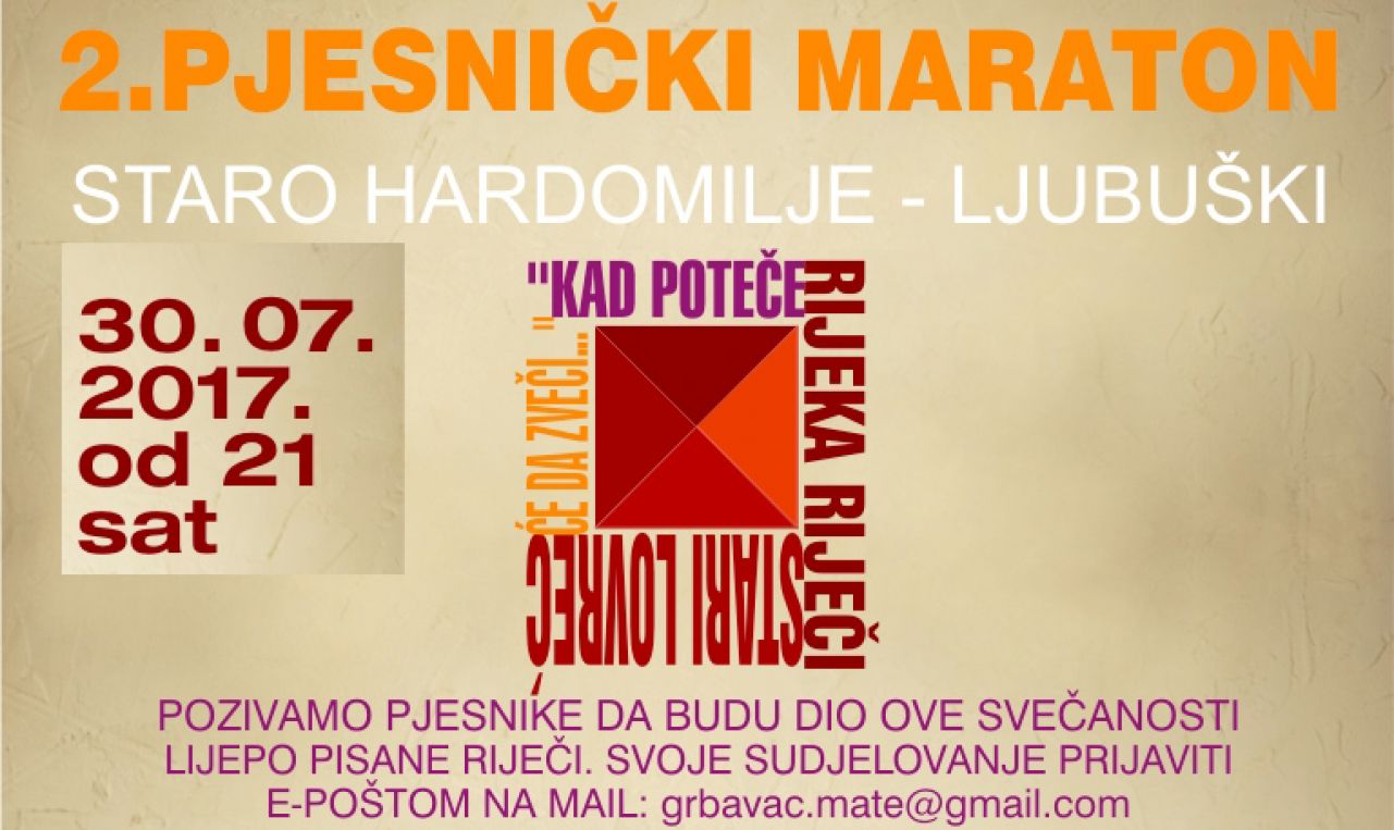Svi u Staro Hardomilje: Pjesnici se 30. srpnja okupljaju u Ljubuškom