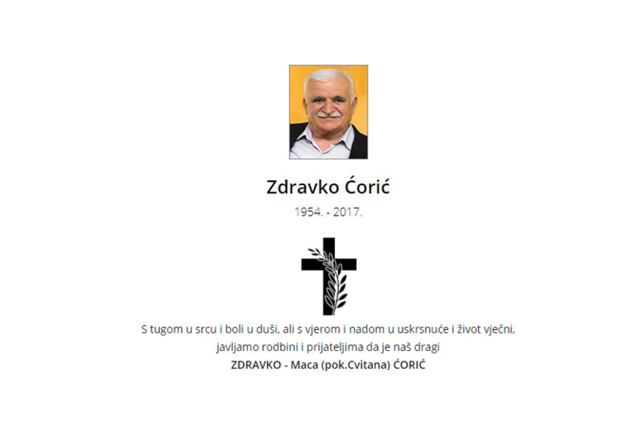 Preminuo Zdravko Ćorić Maca, predsjednik GO HDZ1990 Mostar 