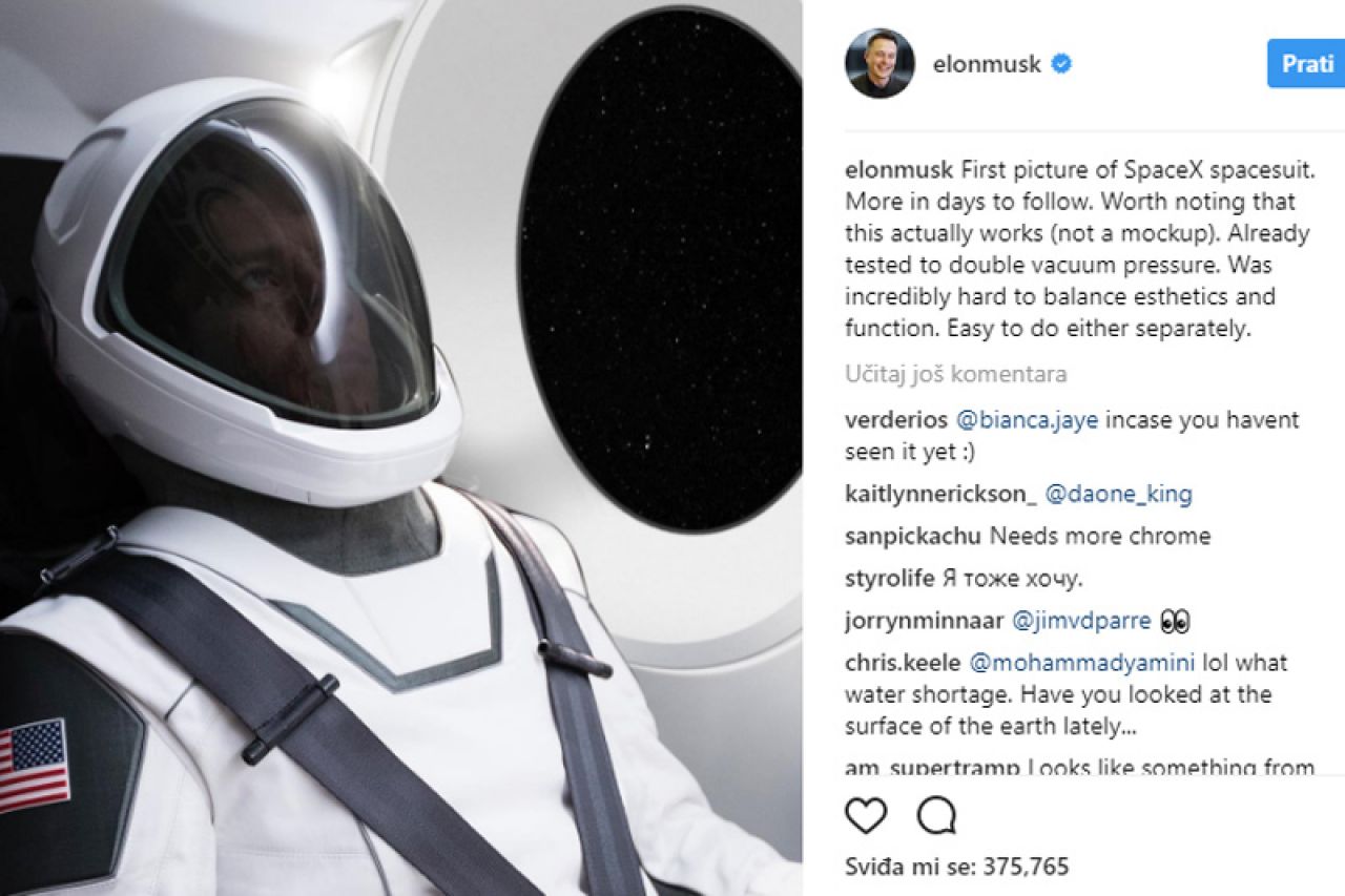 Elon Musk objavio prvu fotografiju svemirskog odijela SpaceX-a