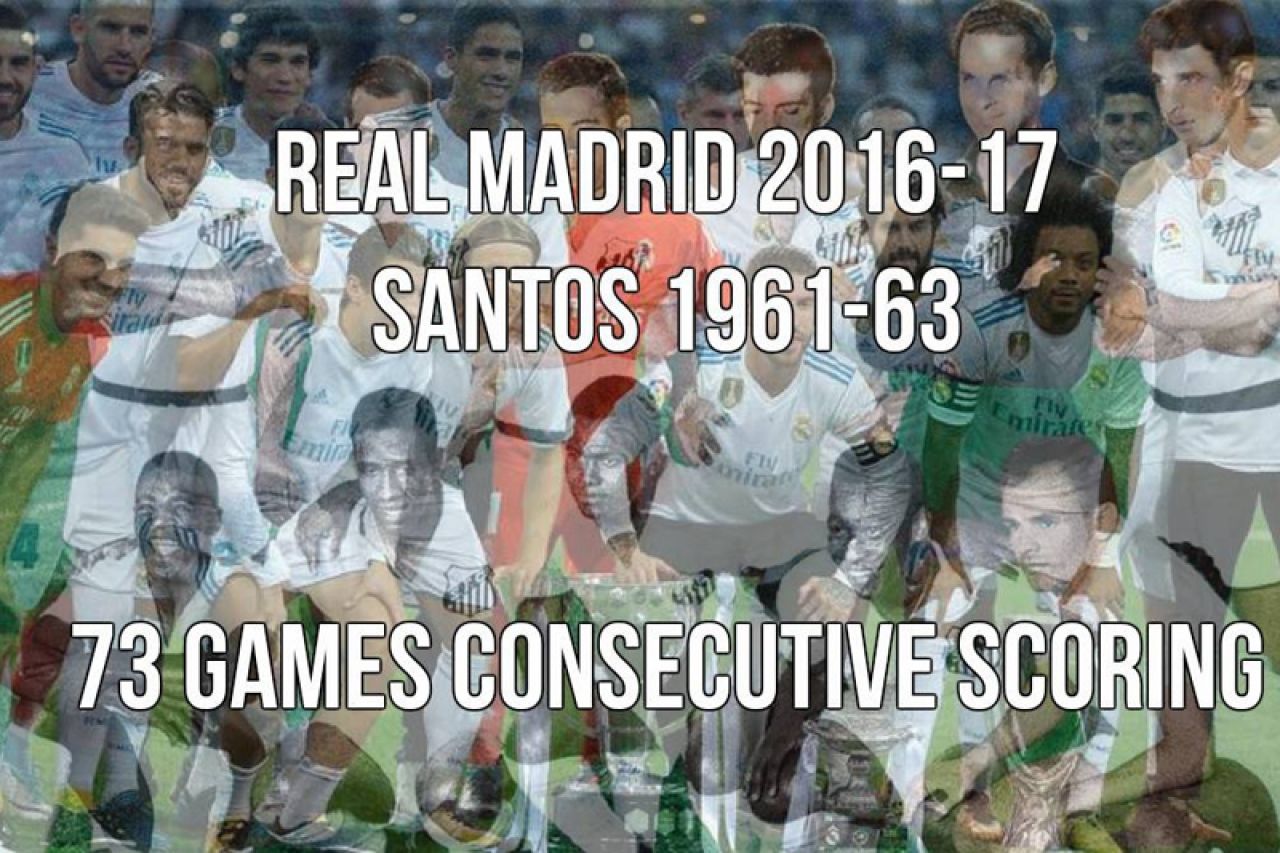Real dostigao Peléov Santos: Gol na 73 utakmice za redom
