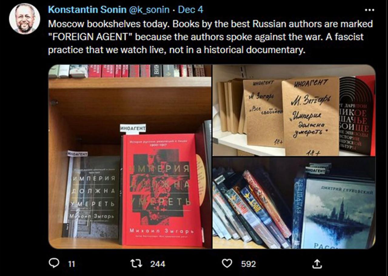 Knjižara u Moskvi označila pisce koji su protiv rata kao strane agente