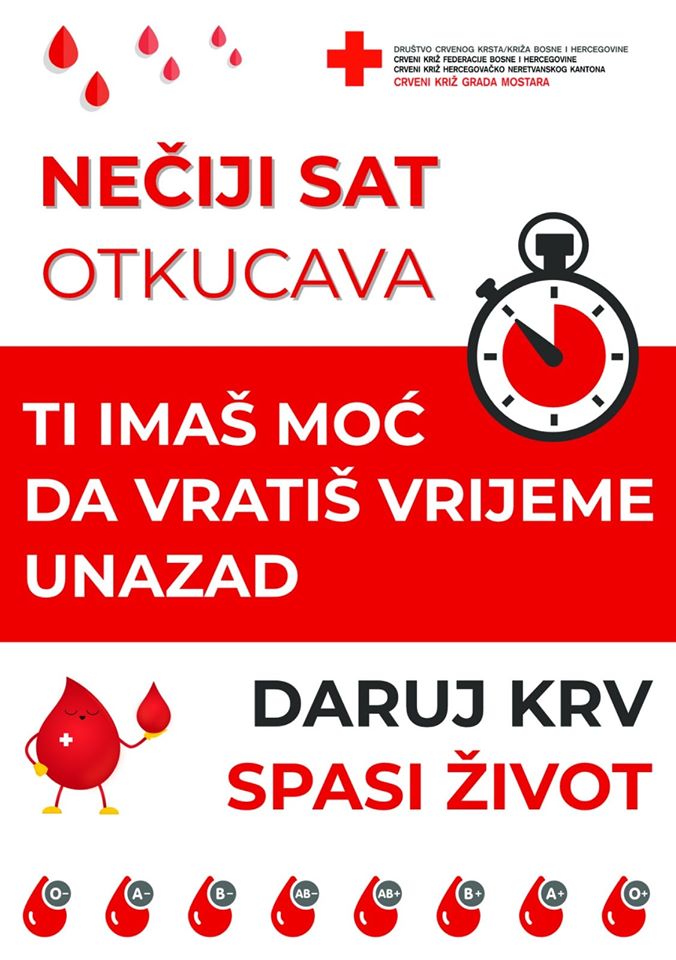 Akcija dobrovoljnog darivanja krvi Crvenog križa Mostar