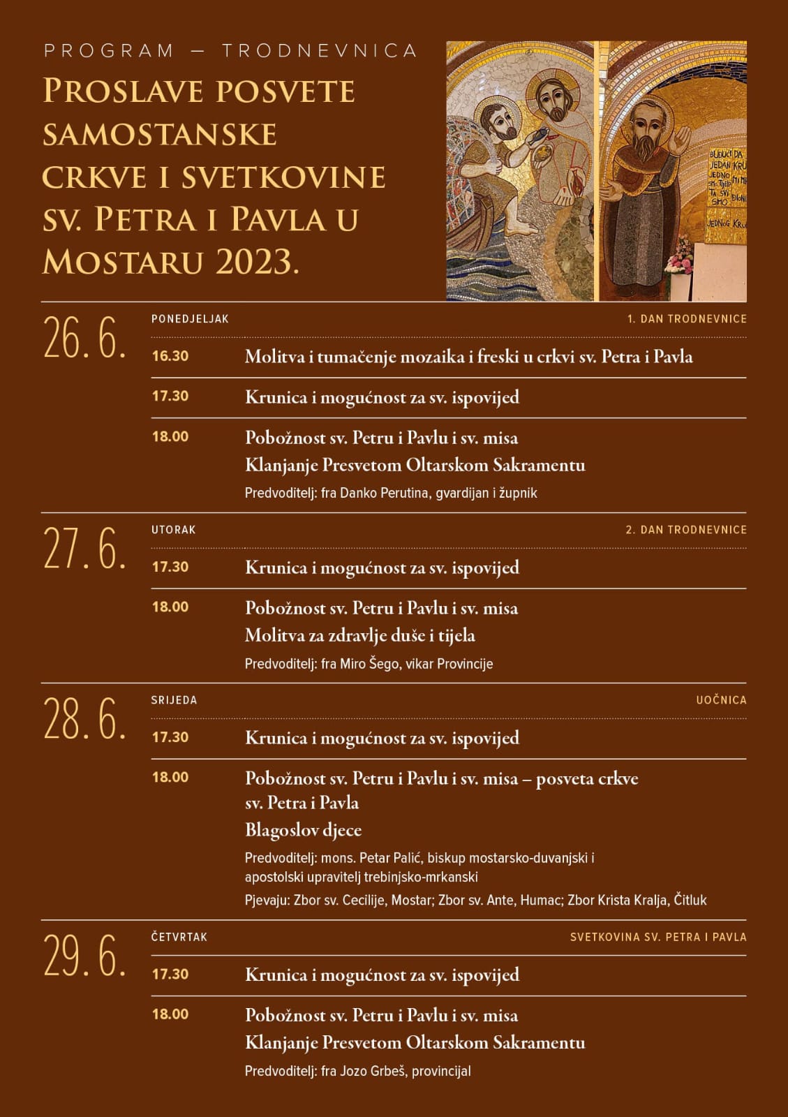 Posveta samostanske crkve i svetkovine sv. Petra i Pavla u Mostaru
