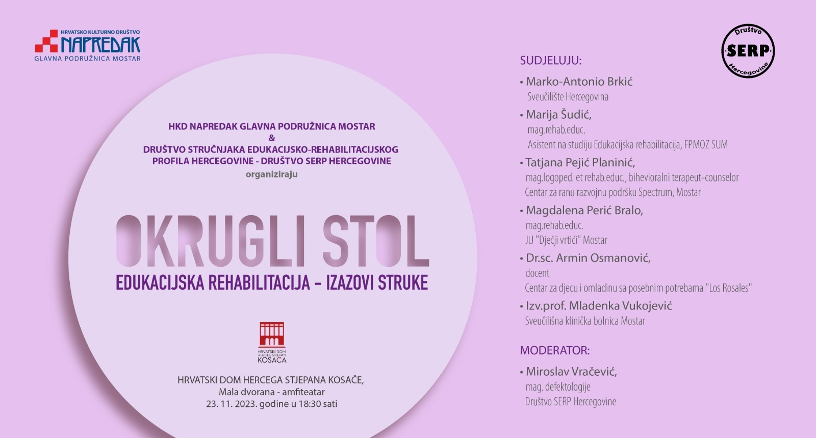 Okrugli stol pod nazivom ''Edukacijska rehabilitacija - Izazovi struke'' u Mostaru