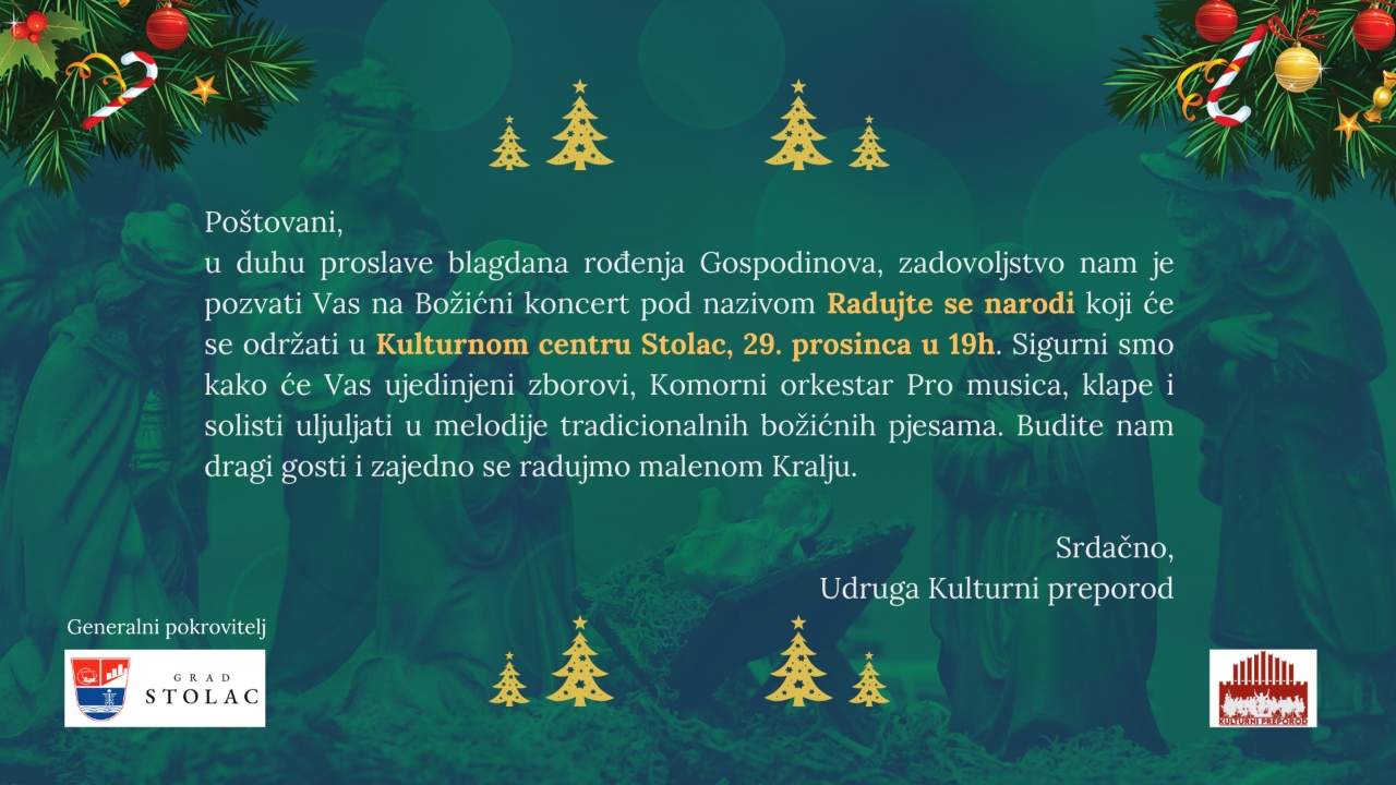 Tradicionalni božićni koncert "Radujte se narodi" stiže u Stolac 