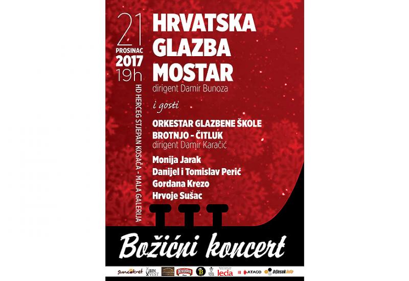 Plakat koncerta -  Tradicionalni božićni koncert Hrvatske glazbe Mostar