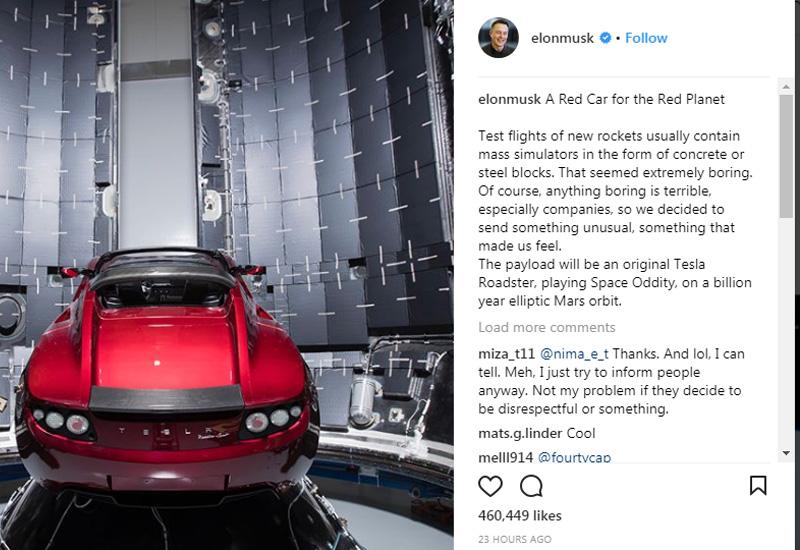 Elon Musk u svemir šalje električni automobil