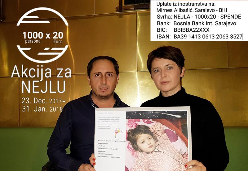 Akcija pomoći za malu Nejlu - 1000 persona x 20 eura - Dijaspora se priključila akciji prikupljanja pomoći za Nejlu Alibašić