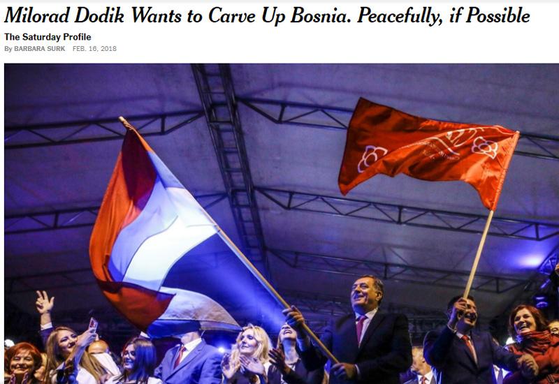 NY Times: Milorad Dodik želi razbiti BiH i to na miran način
