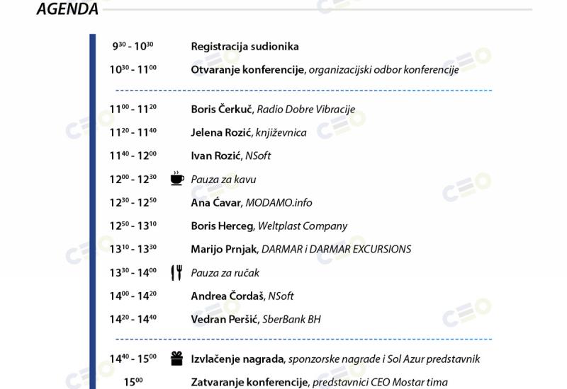 Agenda CEO konferencije - Mostar domaćin najveće studentske regionalne CEO konferencije