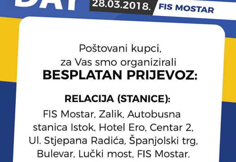 Linija besplatnog autobusa - Shopping dan u FIS Mostar: Popusti, nagradna igra i besplatan prijevoz