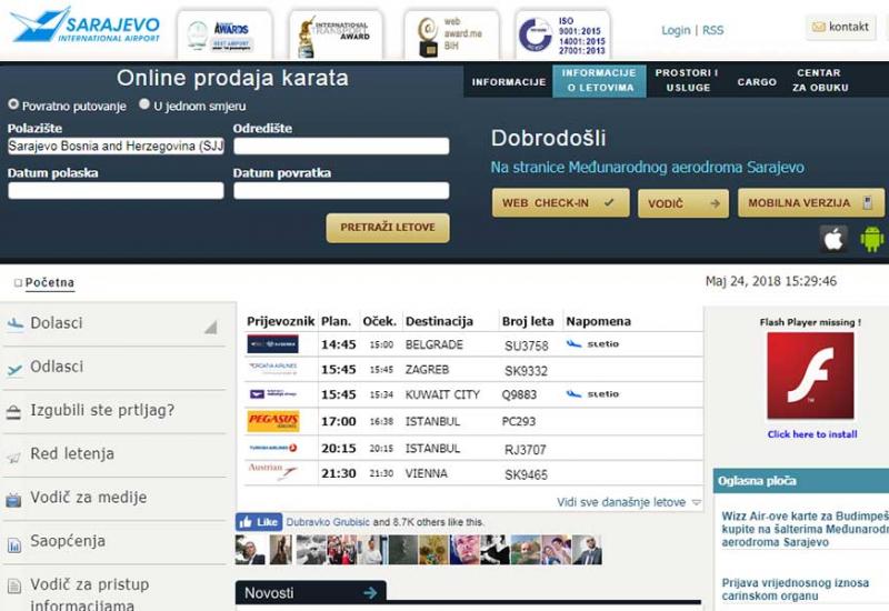 Međunarodni aerodrom Sarajevo prvi u regiji uveo online prodaju karata