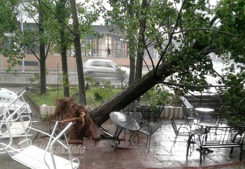  - Mostar: Kratkotrajno nevrijeme srušilo drvo u baštu kafića