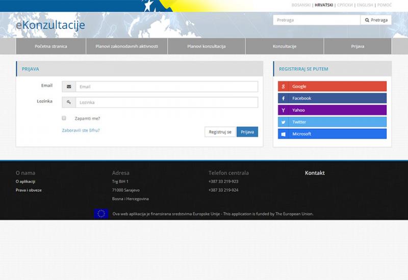 Web-aplikacija Direkcije za europske integracije BiH