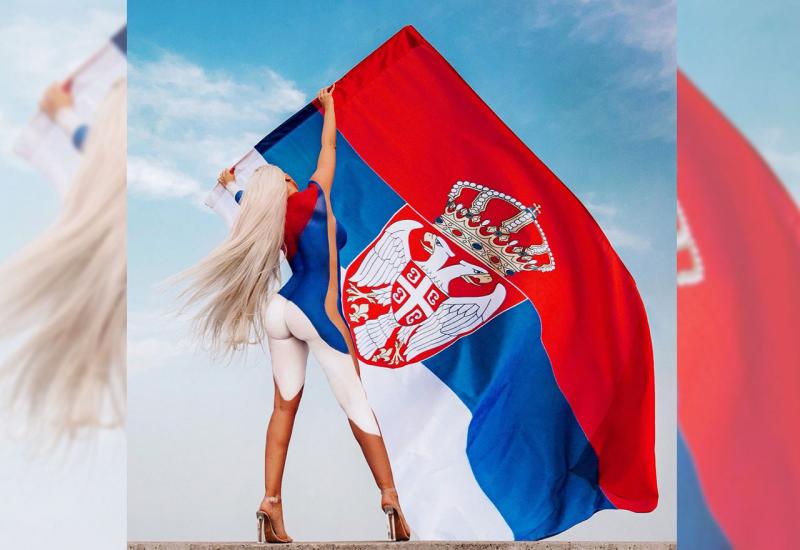 Gola Karleuša sa zastavom Srbije podržala ''Orlove'' na SP-u